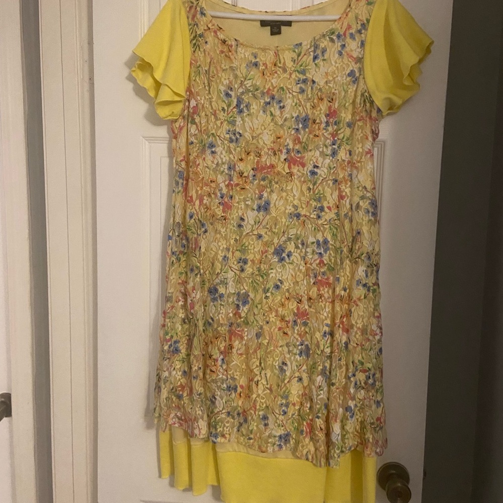 Floral Yellow Dress with Ruffled Sleeves